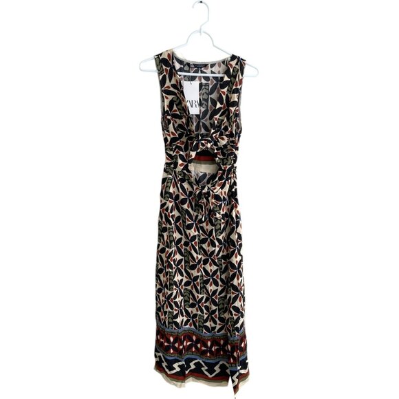 Zara Womens Midi Dress Size XS Multicolor Floral Cut Out 8626/159 NWT - Picture 4 of 13